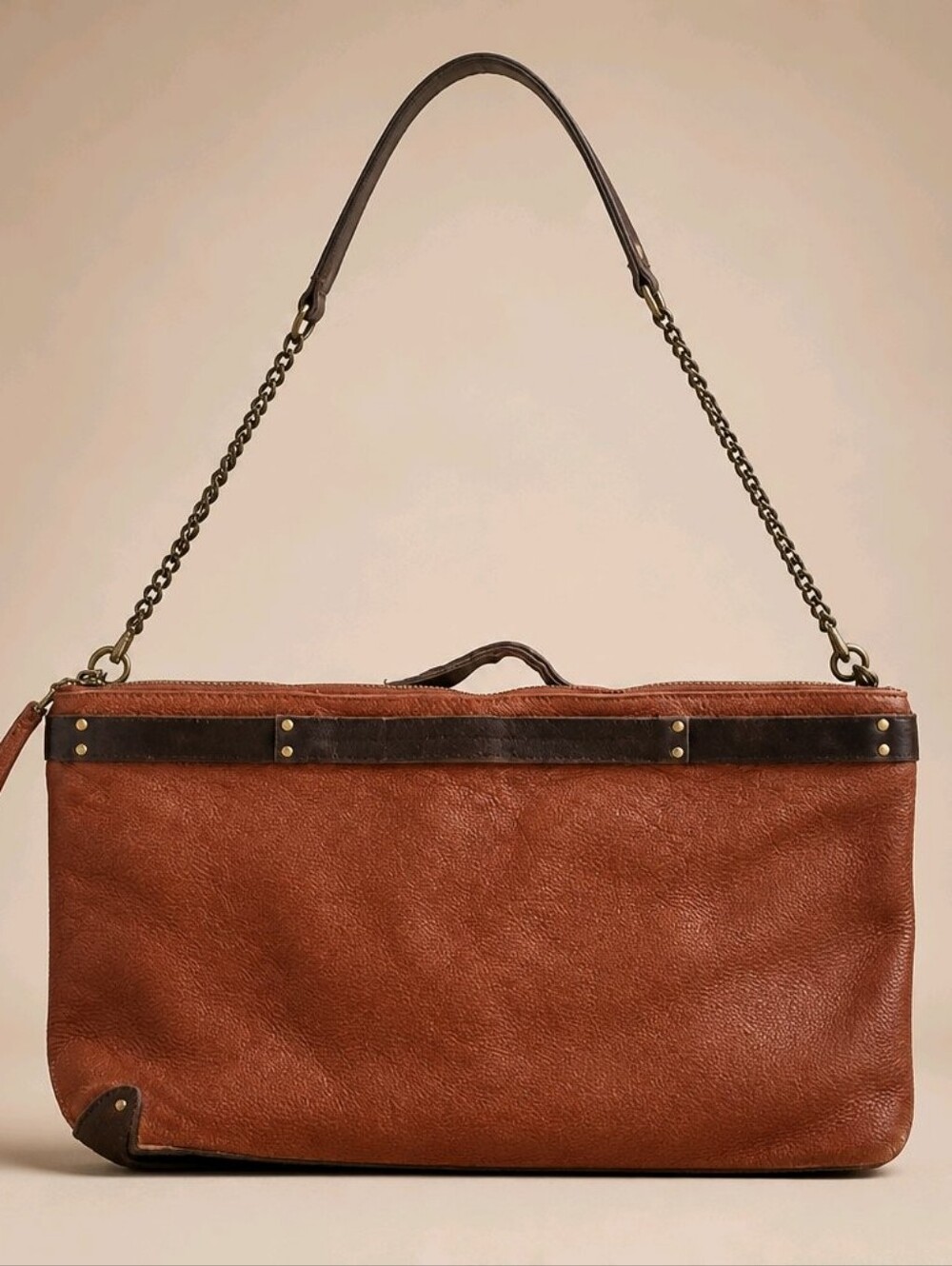 JO Handbag Large Two-Tone Leather & Suede Shoulder Bag